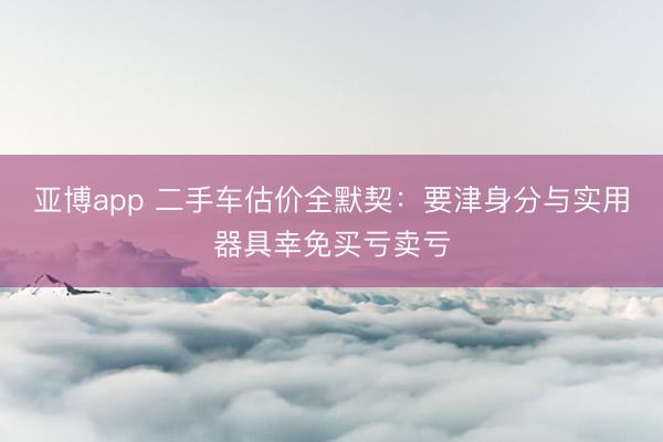 亚博app 二手车估价全默契：要津身分与实用器具幸免买亏卖亏