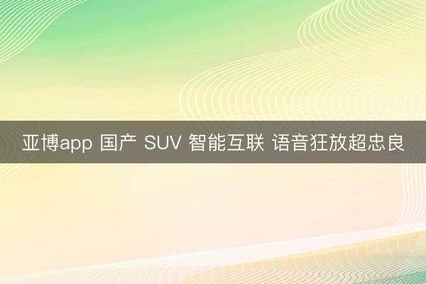 亚博app 国产 SUV 智能互联 语音狂放超忠良