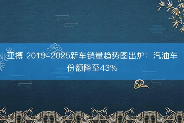 亚搏 2019-2025新车销量趋势图出炉:汽油车份额降至43%