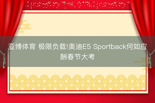 亚博体育 极限负载!奥迪E5 Sportback何如应酬春节大考