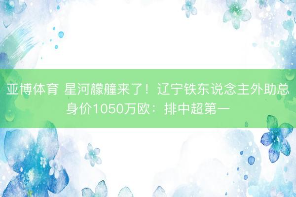 亚博体育 星河艨艟来了!辽宁铁东说念主外助总身价1050万欧:排中超第一