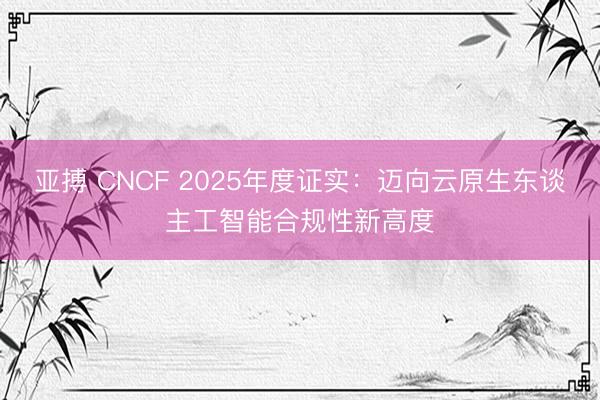 亚搏 CNCF 2025年度证实：迈向云原生东谈主工智能合规性新高度